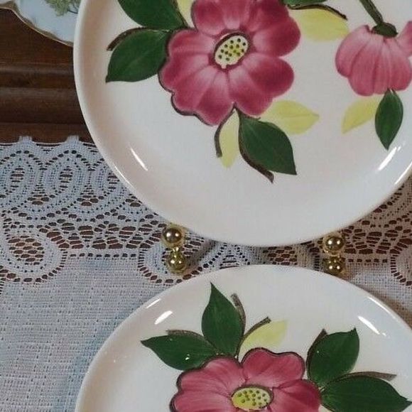 SALE! 2 Vintage Stetson B&B Plates STT34 Coupe Shape Pink Flowers - Picture 8 of 12